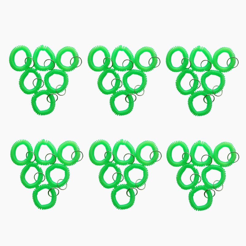 HAMIYELL Pack of 36 Colorful Spring Spiral Wrist Coil Key Chain  Wristband Key Ring (Green) - Image 1